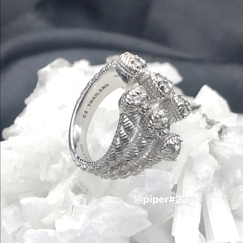 Judith Ripka Diamonique Cable Heart Band Sterling Silver Ring sz 7 - Picture 7 of 8